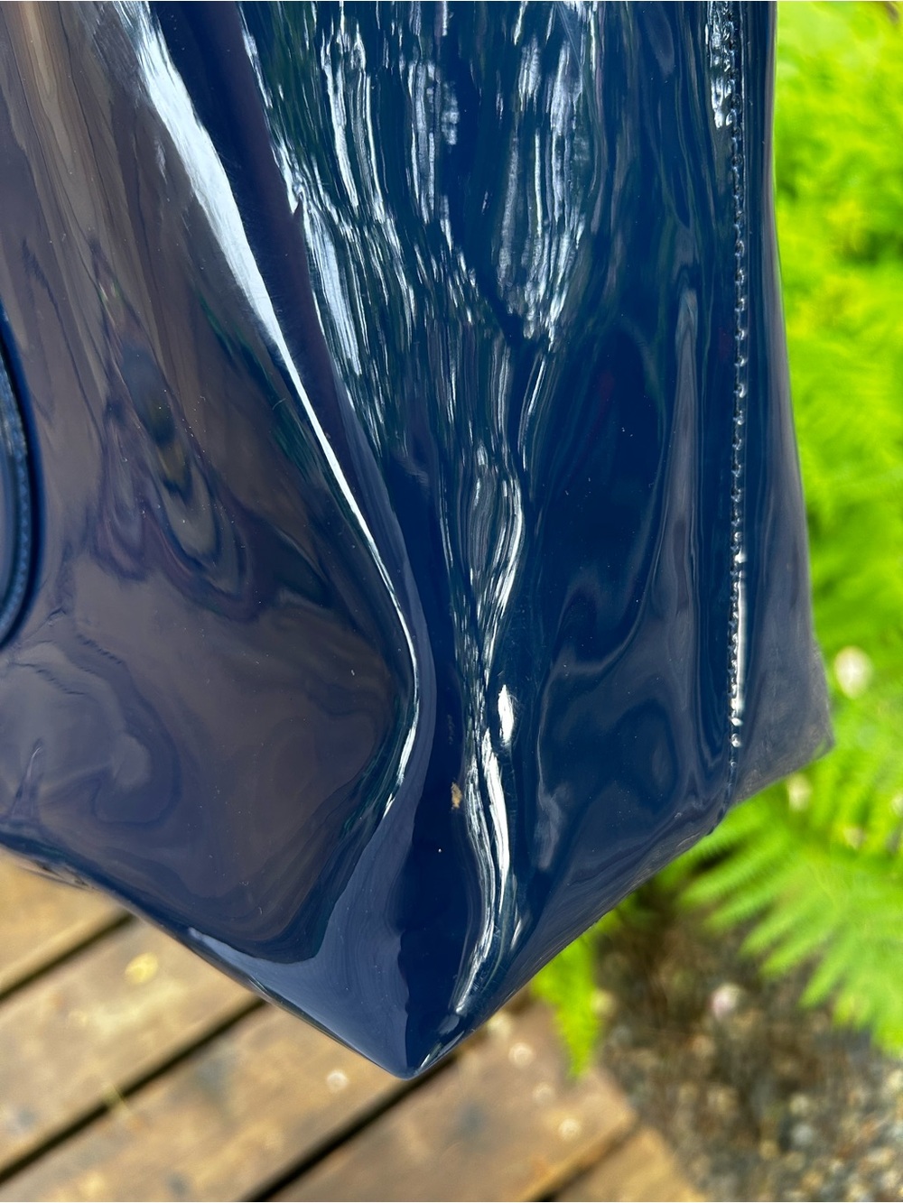 Armani Jeans Blue Patent Leather Logo Tote with Charm - Picture 11 of 11